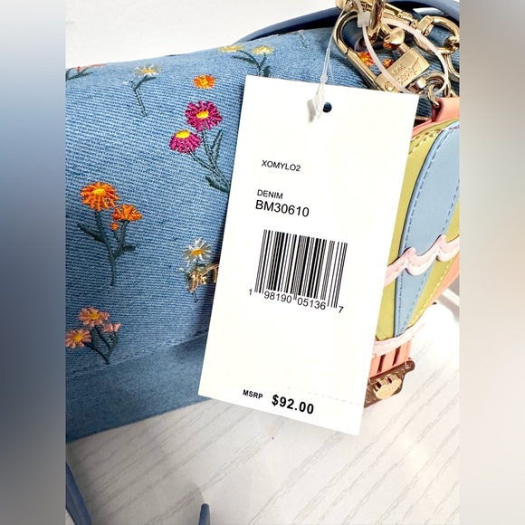 **SOLD** Betsey Johnson Floral Embroidered Denim Handbag Bag - Picture 4 of 12